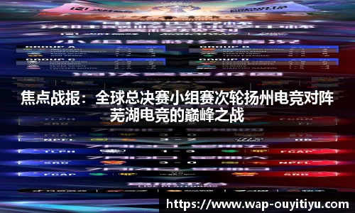 焦点战报：全球总决赛小组赛次轮扬州电竞对阵芜湖电竞的巅峰之战